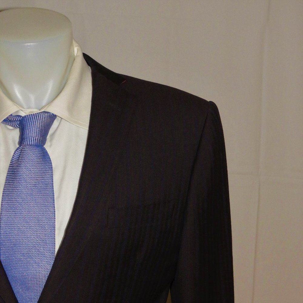 Ozwald Boateng Bespoke Couture Brown Striped One Button Suit 40L